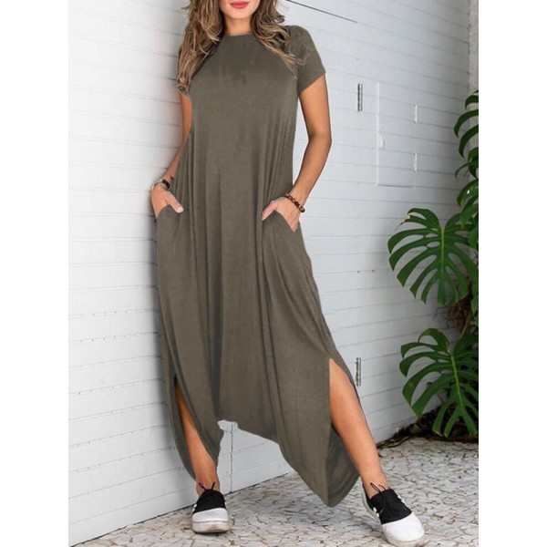 Elasticated Halon Solid Jumpsuit With Pockets For Women