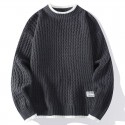 Men's round neck sweater new winter fashion twist trend design teenagers loose top outer knitted sweater